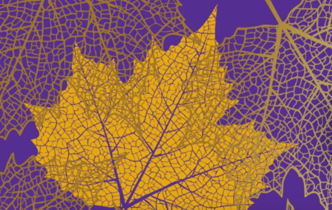 Gold and purple autumn leaves pattern