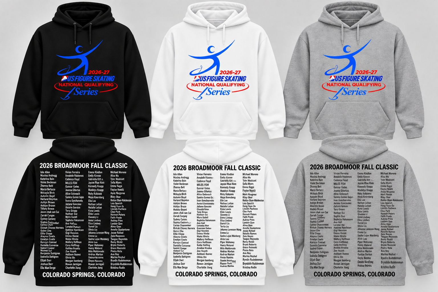 HOODIES – Black, White & Gray